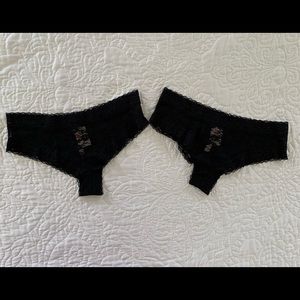 2 Victoria’s Secret Lacy Cheeksters Black Medium